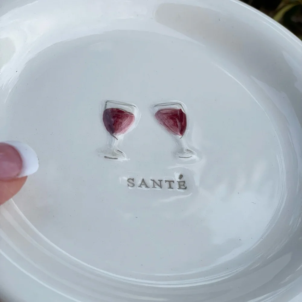 Williams-Sonoma Cheers white appetizer plates happy hour party hors d’oeuvres